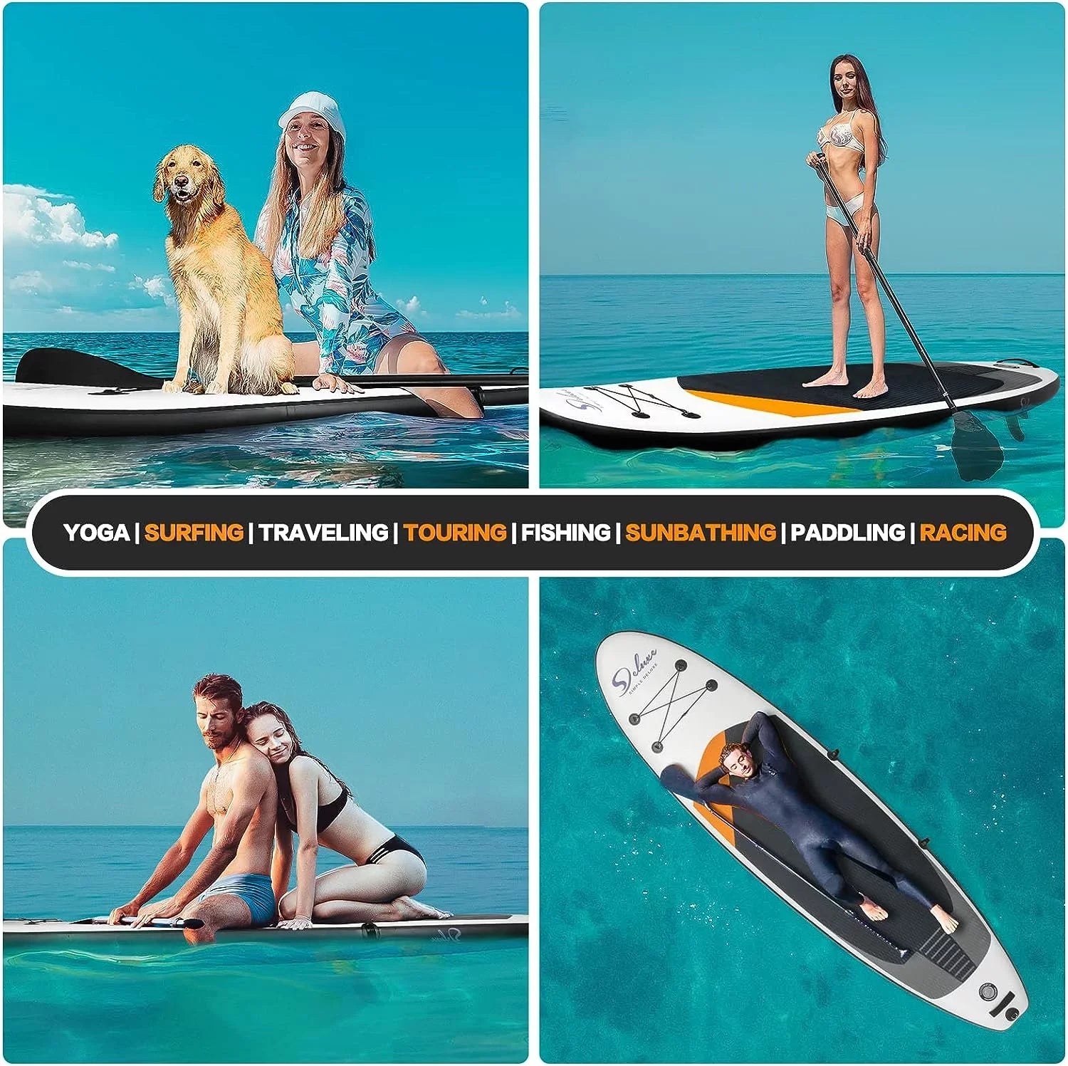 KEHOMY InfLatitudeable Stand Up Paddle Board – Simple Deluxe Premium SUP for All Skill Levels,for Youth & Adults, Blow Up with Accessories & Backpack, Surf Control, Black