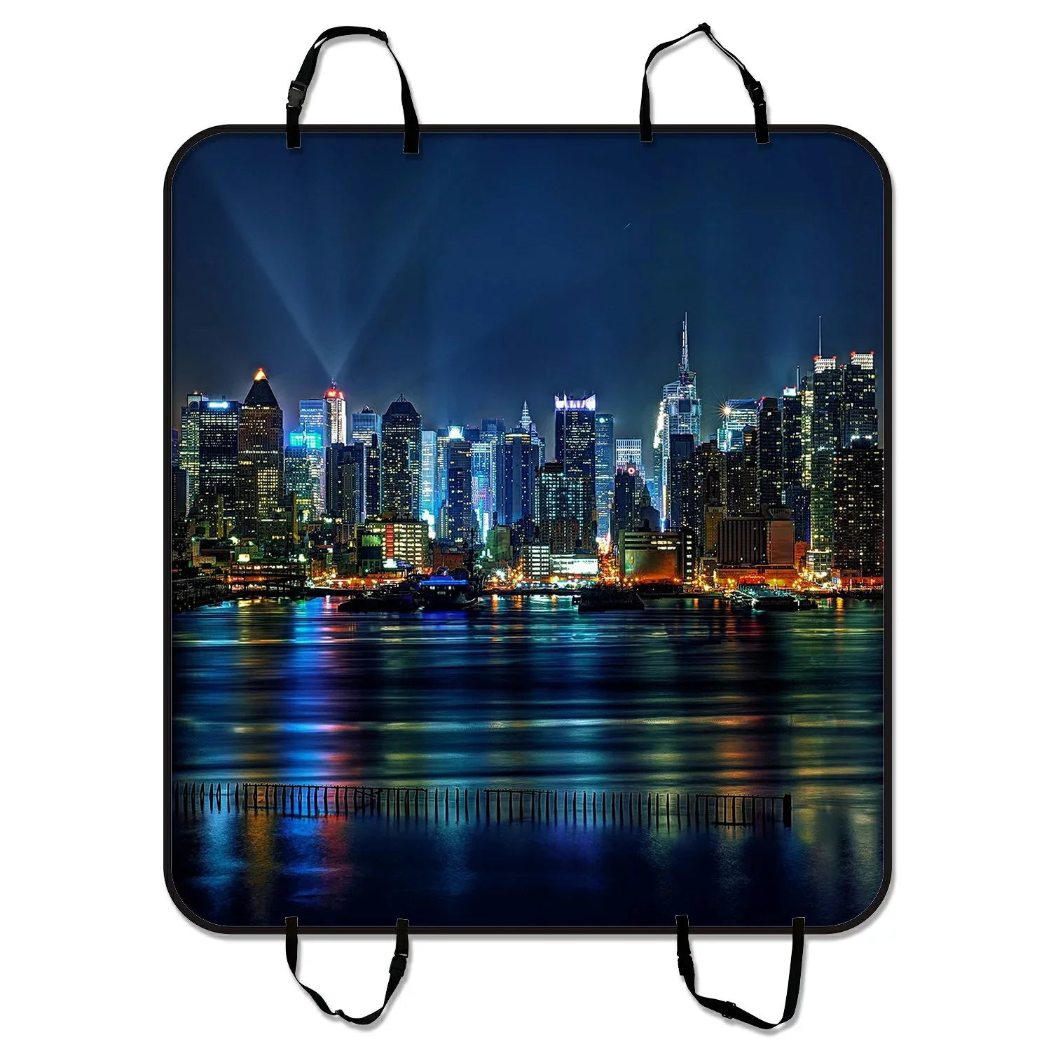 GCKG NYC New York City Colorful Buildings At Night Pet Car Seat Cover Dog Car Seat Mat Hammock Cargo Mat Trunk Mat For Cars Trucks and SUV 54x60 inches