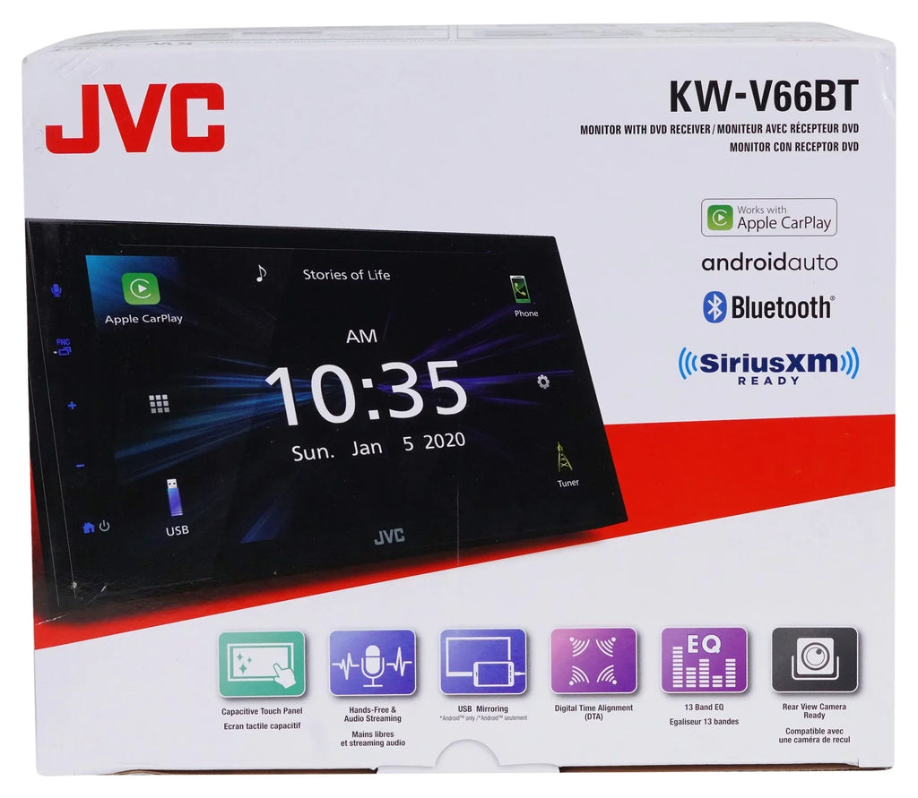 JVC KW-V66BT 6.8" Car CD/DVD Player  Carplay Android Receiver+Backup Camera