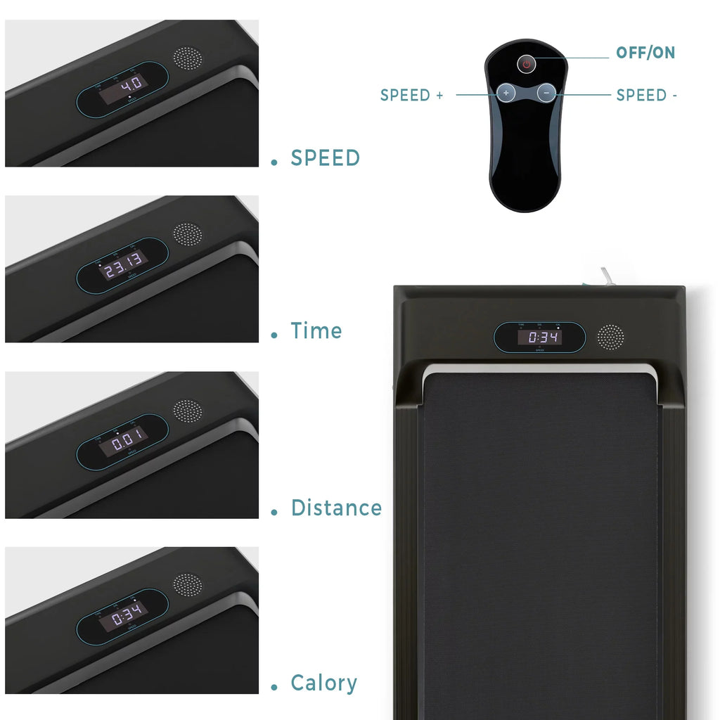 Walking Pad Treadmill, BTMWAY Ultra-Quiet Under Desk Treadmill for Home Office Gym Use, 2.5 Electric Treadmill with Bluetooth APP/speaker/Remote Control/Display, 2 in 1 Portable Walking Pad