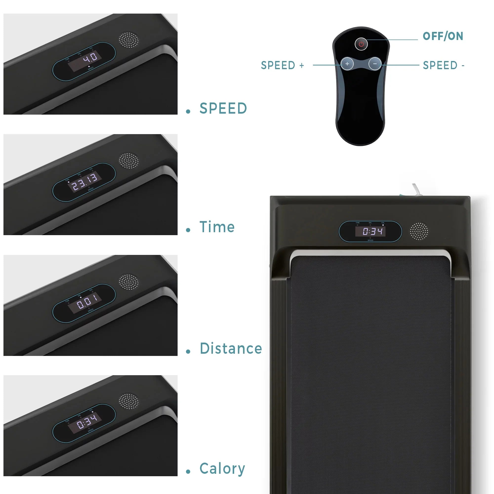 Walking Pad Treadmill, BTMWAY Ultra-Quiet Under Desk Treadmill for Home Office Gym Use, 2.5 Electric Treadmill with Bluetooth APP/speaker/Remote Control/Display, 2 in 1 Portable Walking Pad