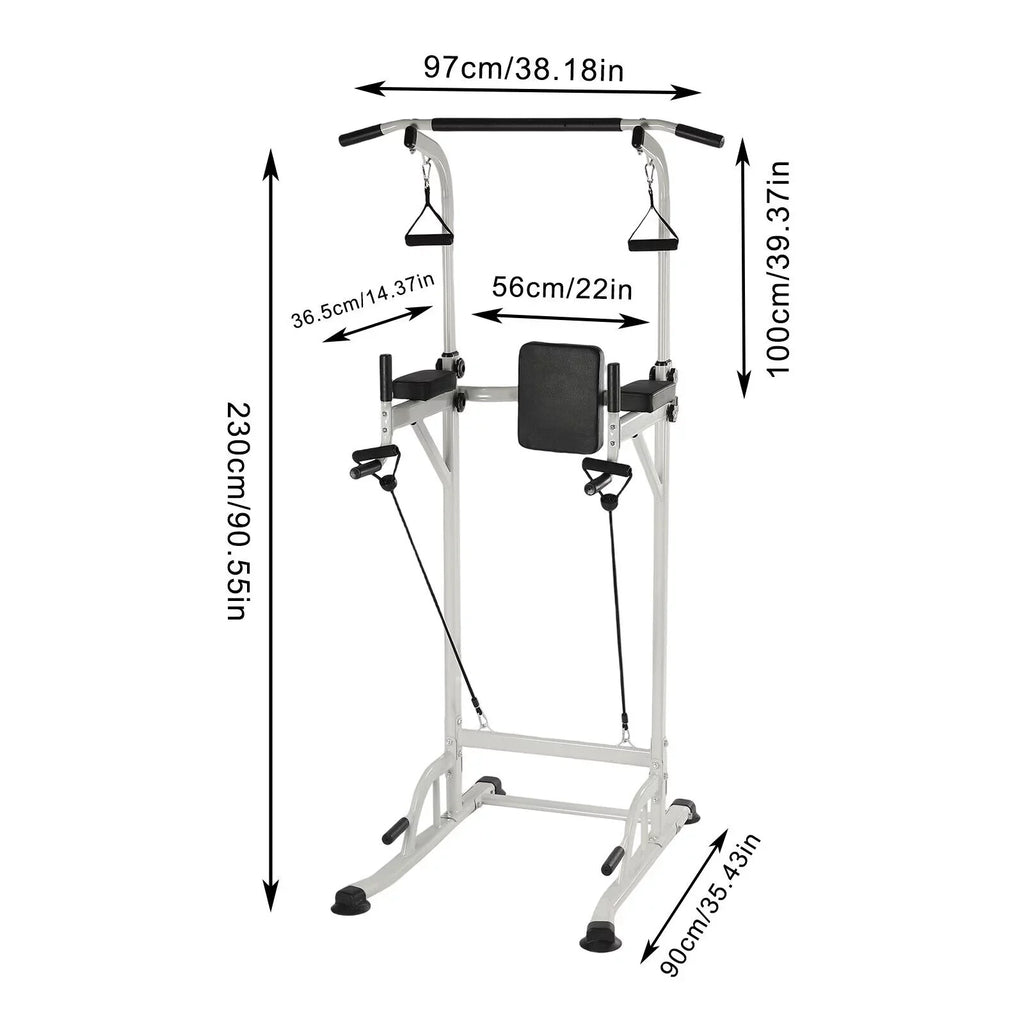 Home Gym Power Tower Dip Station Chin Up Bar Power Tower Pull Push Home Gym Black Adjustable Height