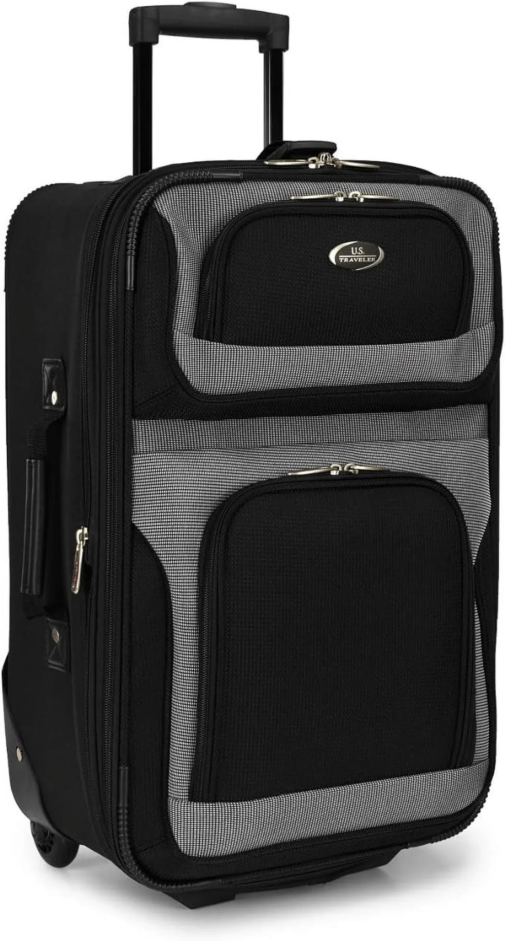 U.S. Traveler New Yorker Lightweight Softside Expandable Travel Rolling Luggage, Black/Grey, 4-Piece Set (15/21/25/29)