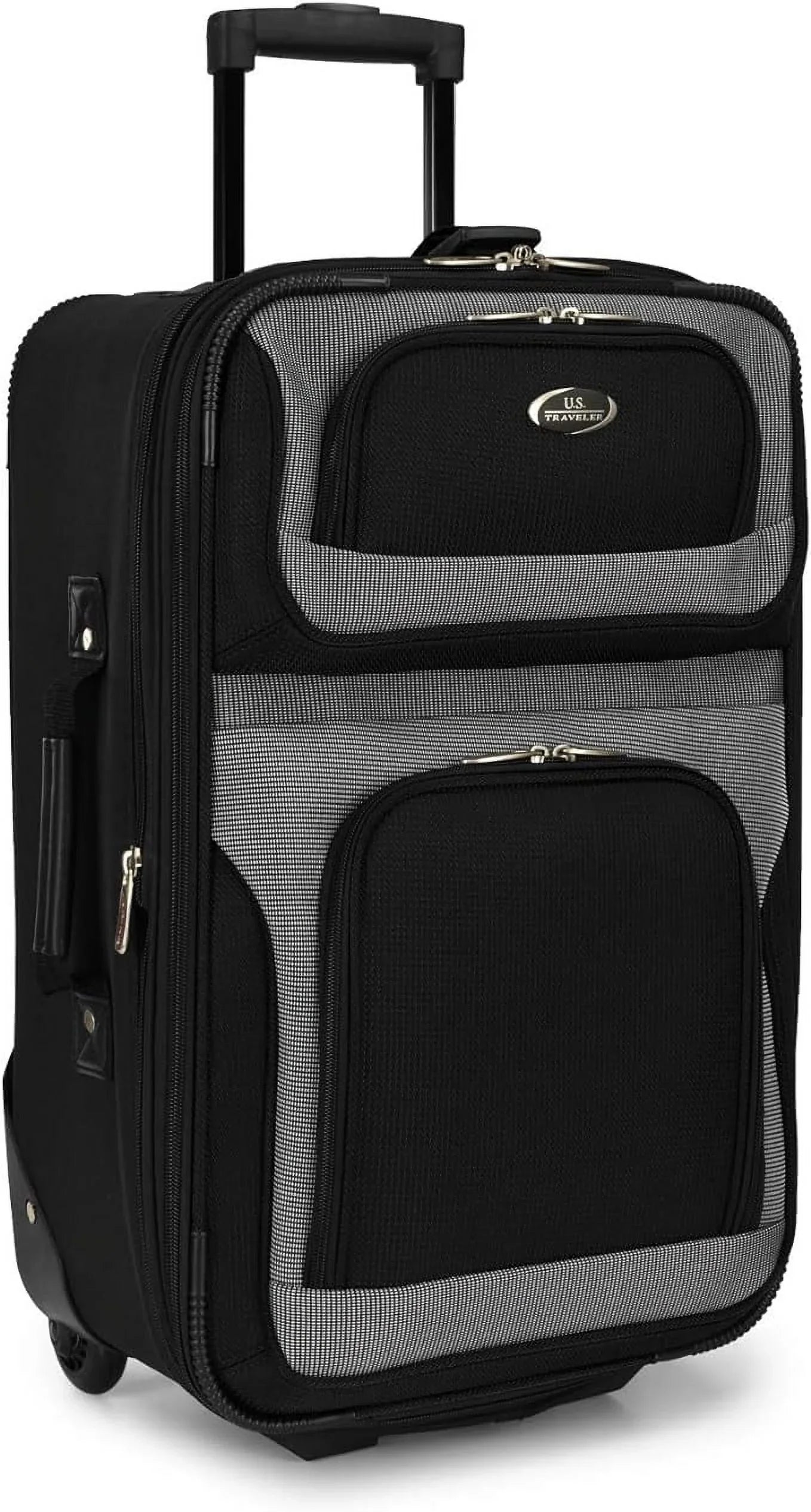 U.S. Traveler New Yorker Lightweight Softside Expandable Travel Rolling Luggage, Black/Grey, 4-Piece Set (15/21/25/29)