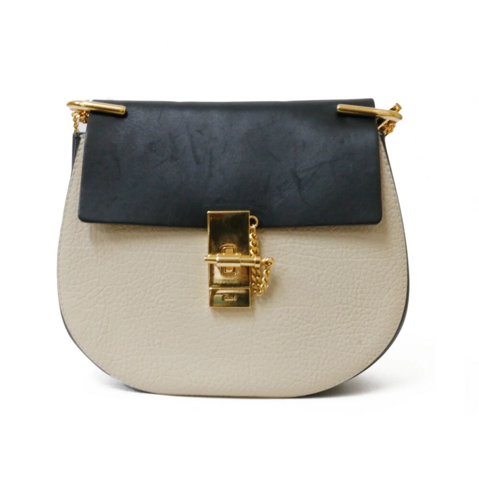 Pre-Owned Chloé Leather Shoulder Bag Beige,Black (Fair)