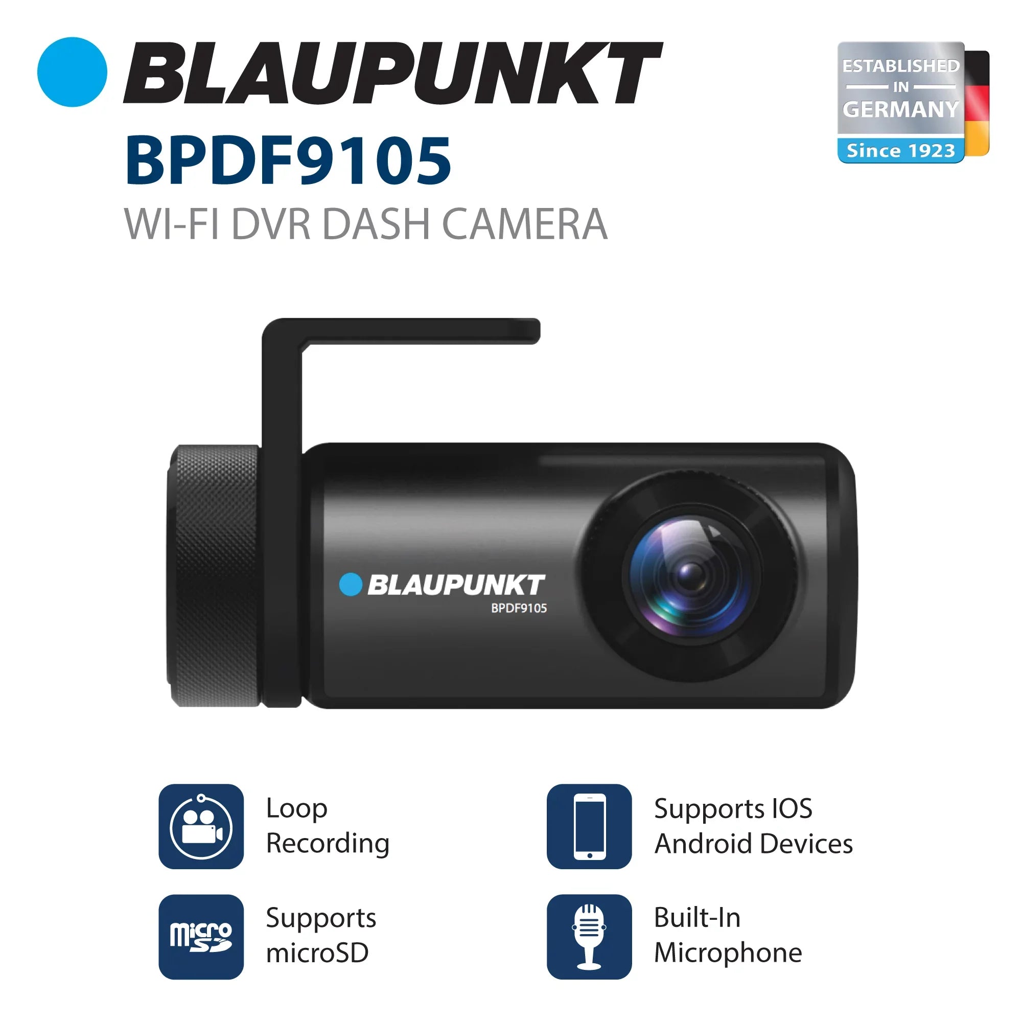 Blaupunkt Wi-Fi DVR Dash Camera for iOS and Android (BPDF9105)
