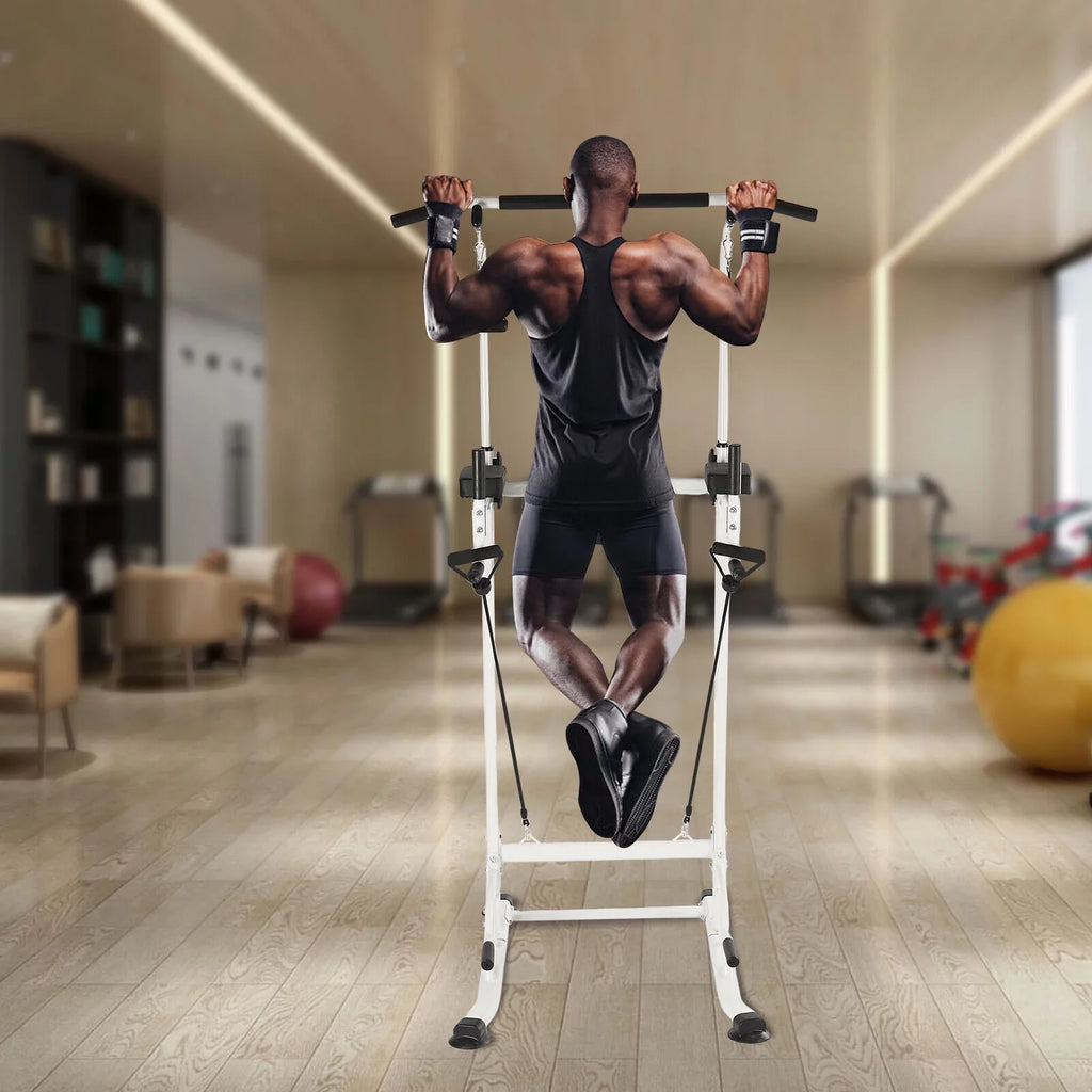 Home Gym Power Tower Dip Station Chin Up Bar Power Tower Pull Push Home Gym Black Adjustable Height