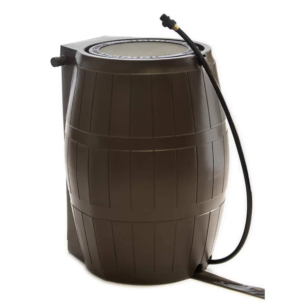 FCMP Outdoor 50-Gallon BPA Free Home Rain Water Barrel, Brown (2 Pack)