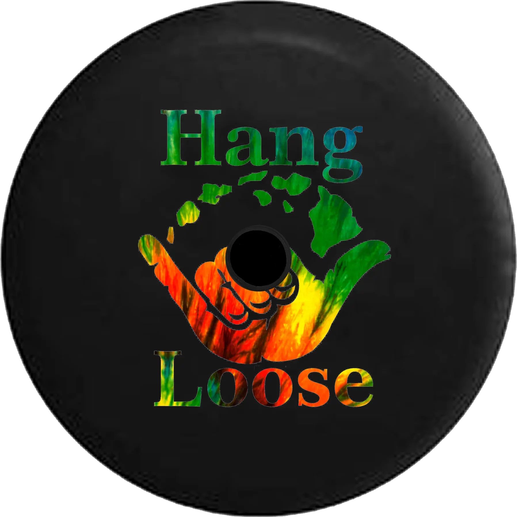 2018 2019 Wrangler JL Backup Camera Hang Loose Hawaiian Islands Tiedye Spare Tire Cover for Jeep RV 33 Inch