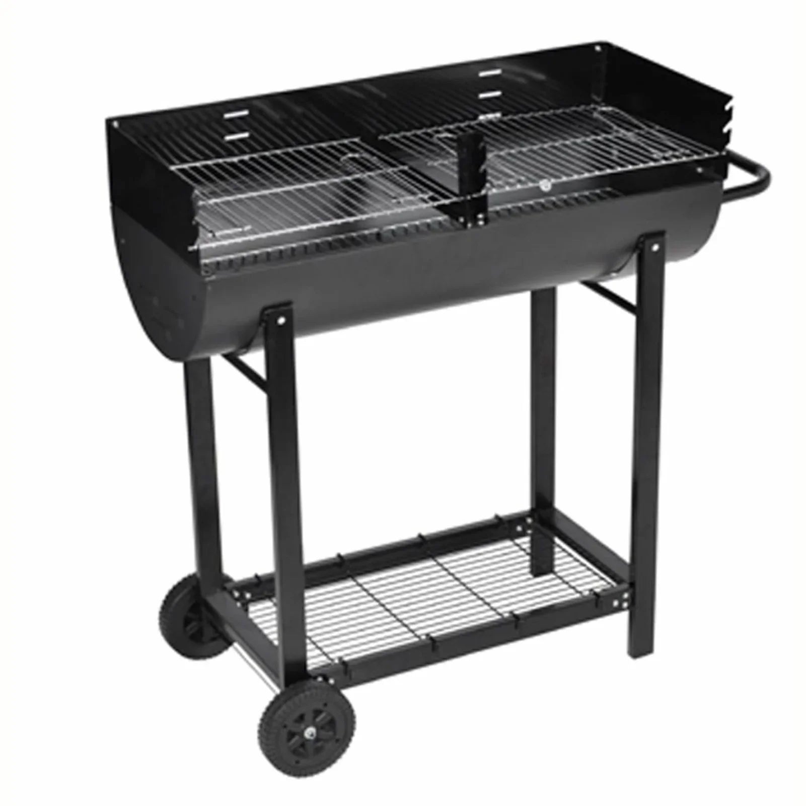 Anself Charcoal BBQ Stand with Lower Shelf and Wheels Steel Barbecue Grill Black for Camping Cooking, Grilling, Smoking, Picnic, Hiking, Party, Garden, Patio 39.4 Inch Length