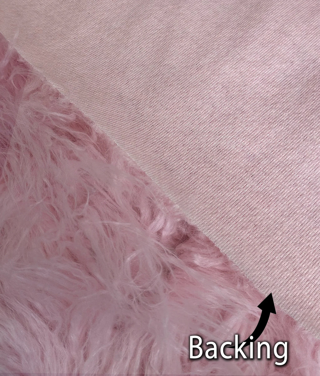 Faux Fake CURLY Yak FUR 3.5" LONG Pile Japanese Fire Retardant Yarn 2.3oz Per Yard / Craft, Sewing Cosplay 58" Wide Sold by Continuous Yard (Pink)