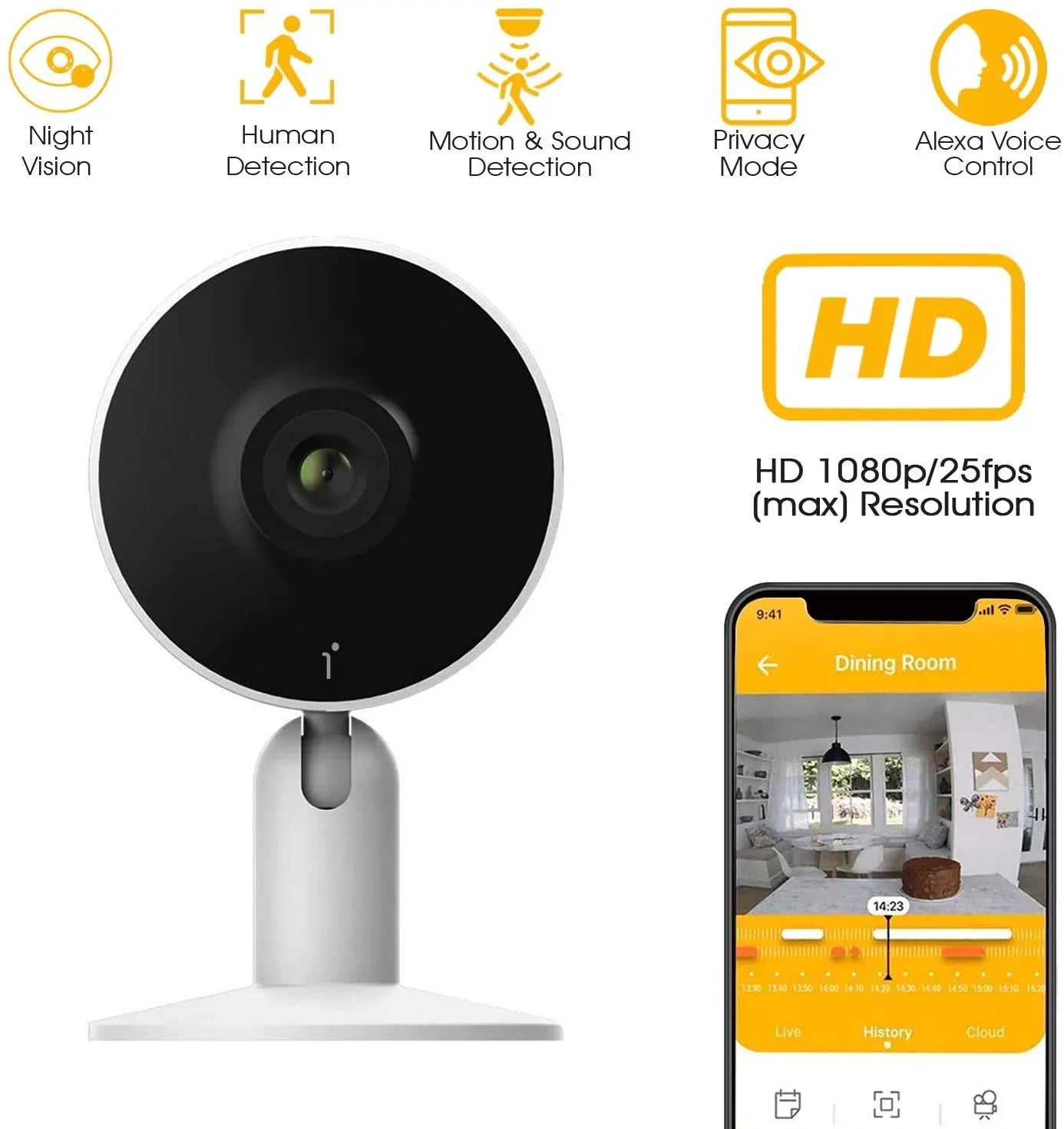 Arenti IN1 Indoor Home Security Camera , (2-Pack) Wifi and Phone APP 1080p HD 2-Way Audio Night Vision Surveillance Camera