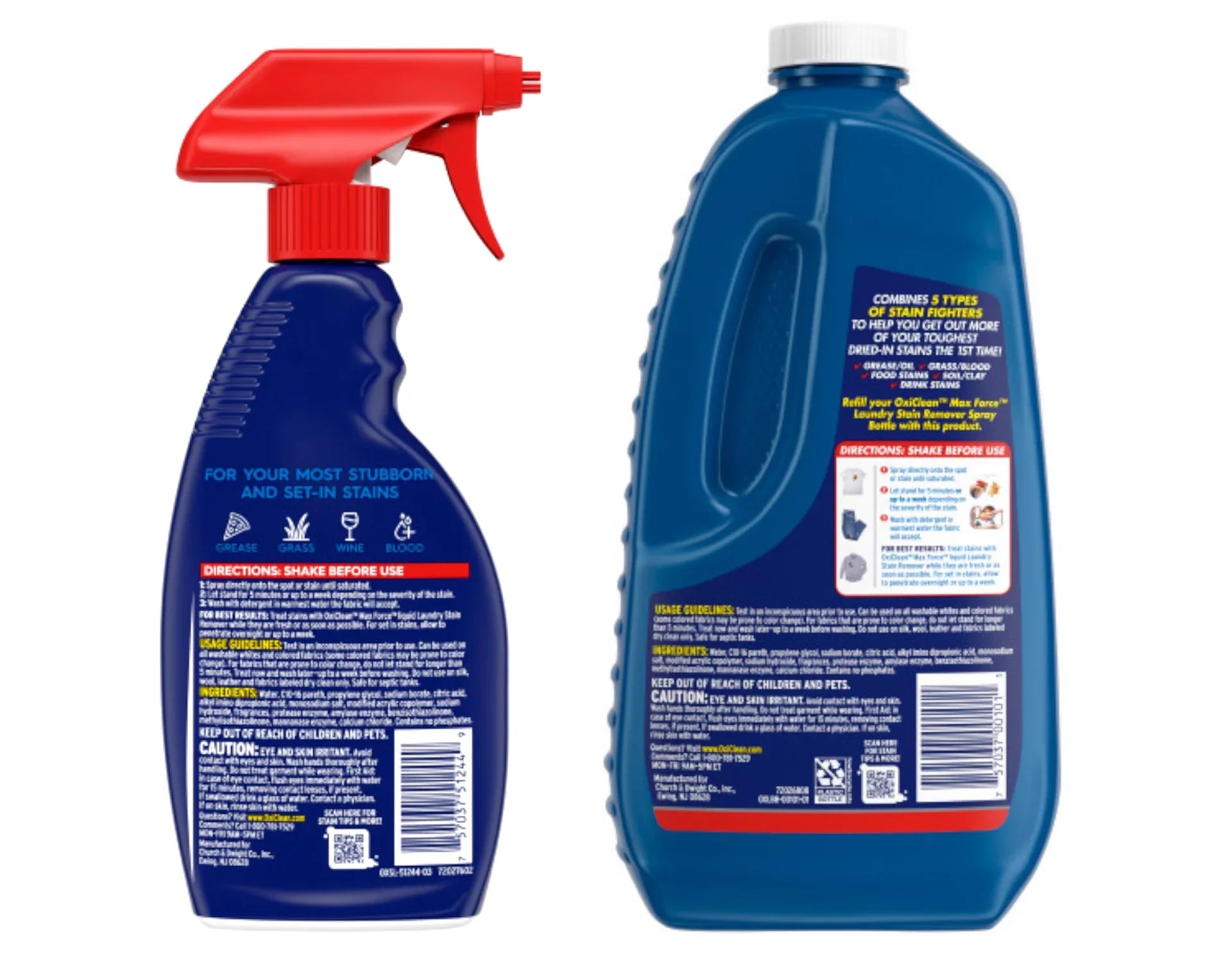 OxiClean Max Force Laundry Stain Remover Spray, 12 fl oz + 48 Fl Oz Refill Bottle Kit 60 Fl Oz Total