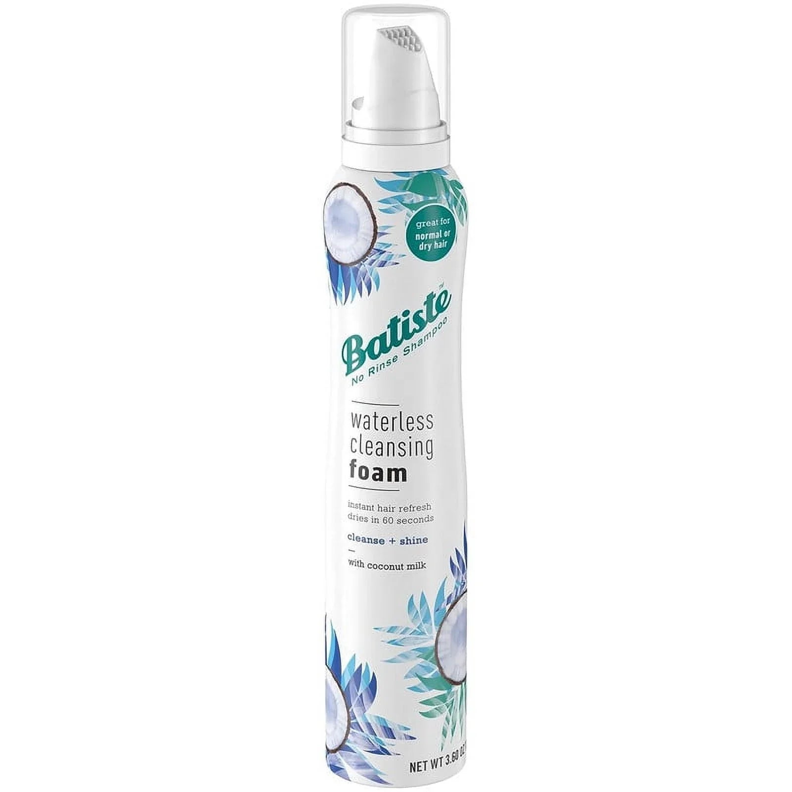 Batiste Waterless Cleansing Foam Cleanse + Shine with Coconut Milk, 3.6 OZ(6pack)