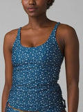 prAna Melody Size Small (S) Scoop Neck Shirred Tankini Top Deep Indigo Cha Cha