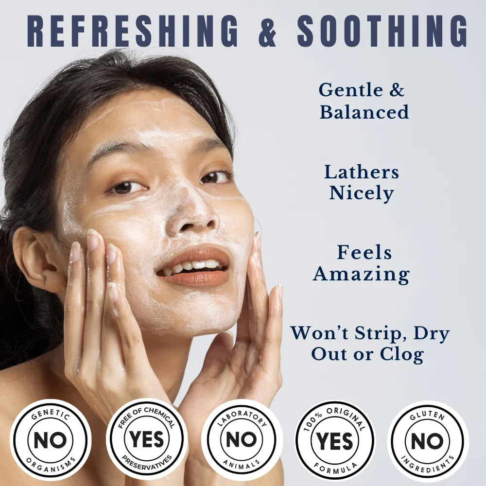 Face Wash, Facial Cleanser, Oil Cleanser - Helps as a Blackhead Remover with Organic Rosemary Oil, Shea Butter and Aloe Vera - Gentle Facewash To Soften, Soothe & Balance Skin, Made in USA, 4oz