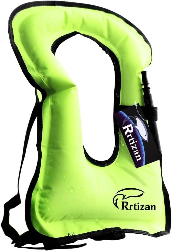 Rrtizan Snorkel Vest, Adults Portable InfLatitudeable Swim Vest Jackets for Snorkeling Swimming Diving Safety