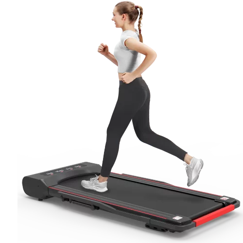 Under Desk Walking Pad Treadmill Foldable with Handlebar Remote Controll
