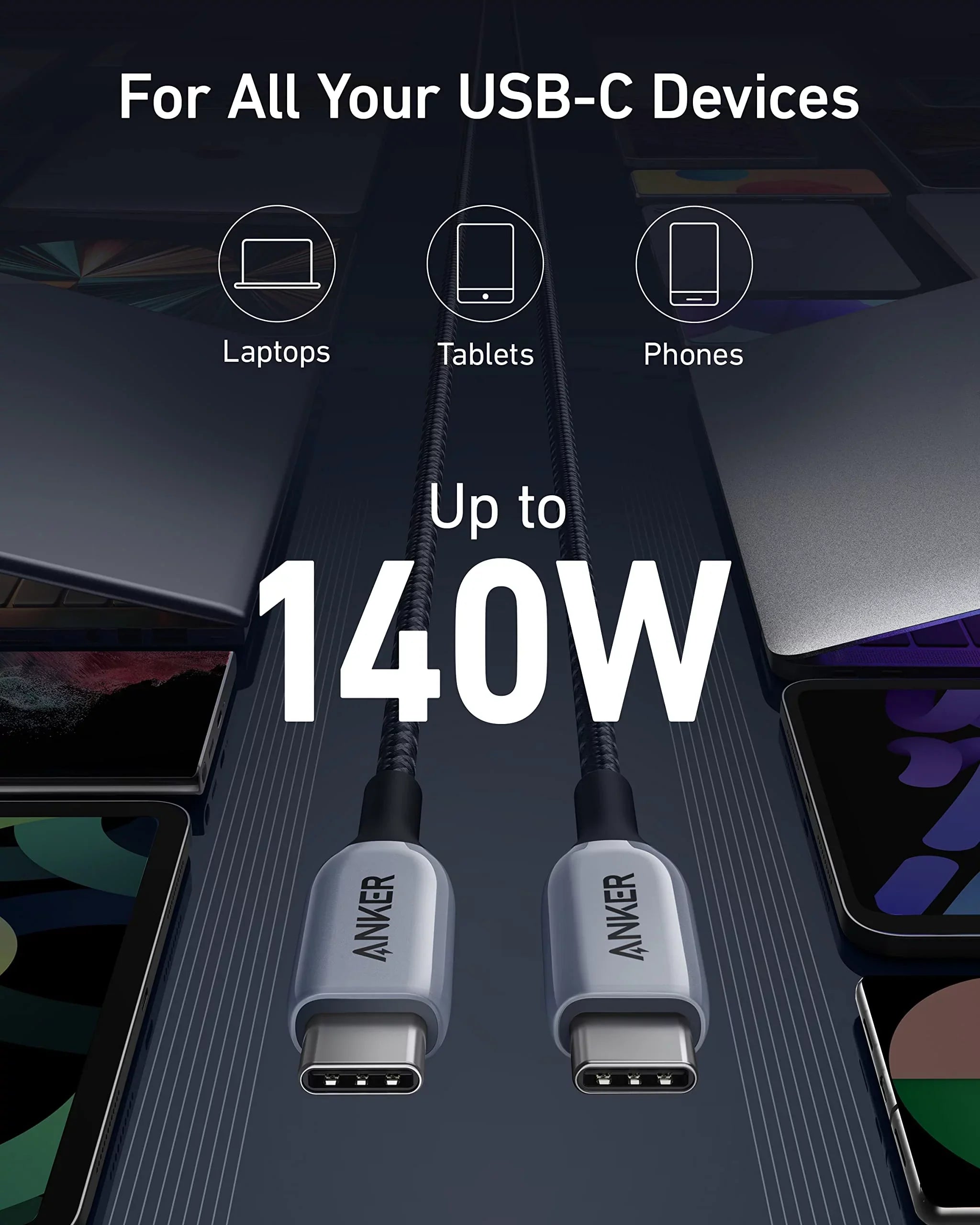 Anker 735 Fast Charger (GaNPrime 65W) with USB-C to USB-C Cable