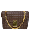 Pre-owned CELINE Medium C Quilted Leather Crossbody Bag Khaki