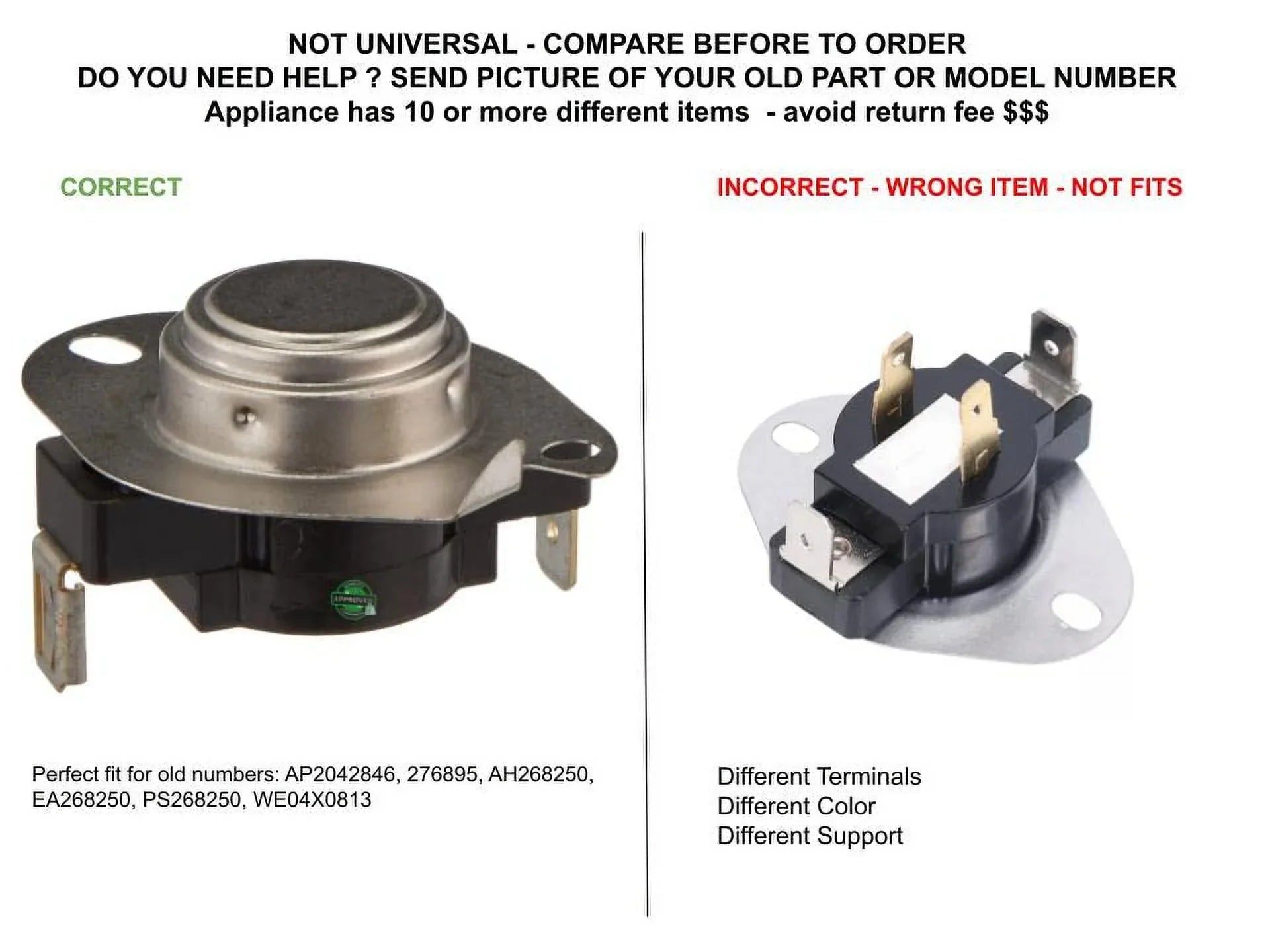 GLOB PRO SOLUTIONS AP2042846 PS268250 EAP268250 PD00049042 CKD2750 High Limit Thermostat Compatible with GE, Hotpoint,