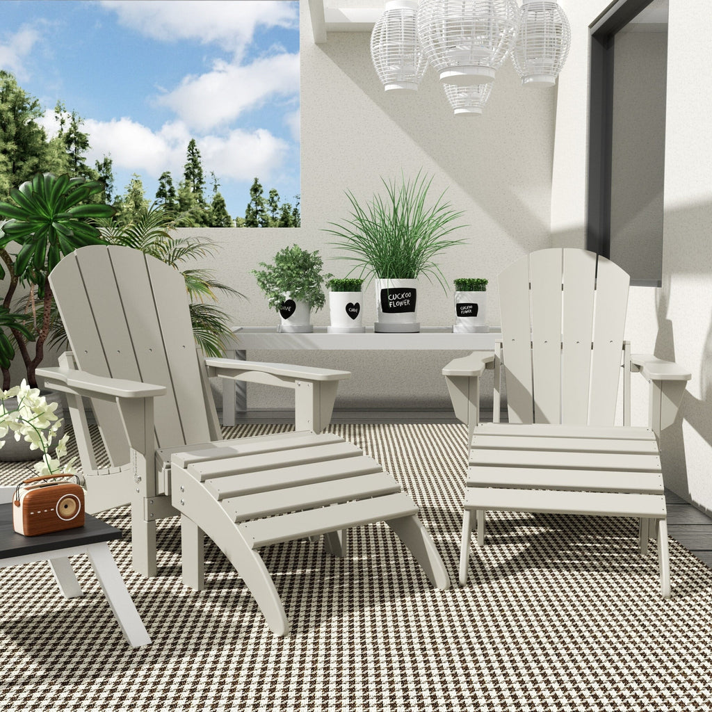 Polytrends  Laguna All Weather Poly Outdoor Patio Adirondack Chair Conversation Set - (4-Piece) Sand
