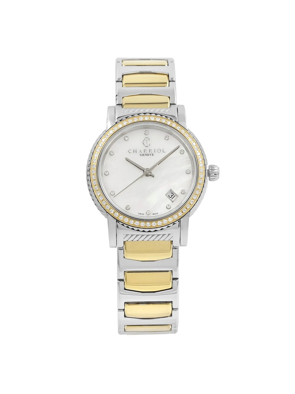 Charriol Parisii MOP 0.40cttw Two Tone Steel Quartz Ladies Watch P33SY2D.921.001