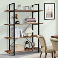 DIQIN 4-Tier Bookshelf, Tall Bookcase with Metal Frame, Book Shelf, Open Display Shelves for Living Room, Bedroom, Home Office, Rustic Brown