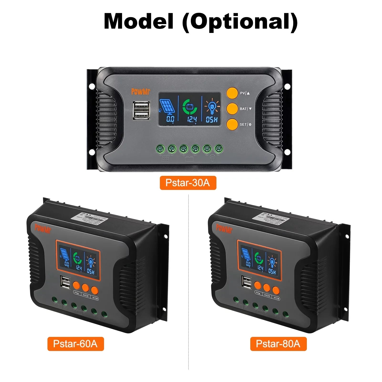 Vistreck 30A Solar Power Controller PWM Battery Charging Controller 12V-48V Battery Solar Charge Controller with Bulk/Boost/Float Charge LCD Display 12V/24V/36V/48V Auto Detection Dual 5V USB Output