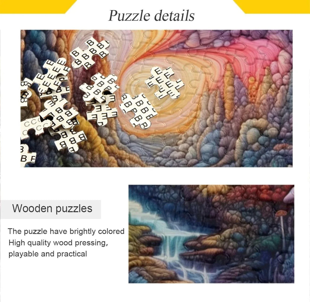 Colorful Landscape with Mushrooms Jigsaw Puzzle 1000 Pieces, Zigsaw with Storage Bag and Reference Picture Easy to Solve