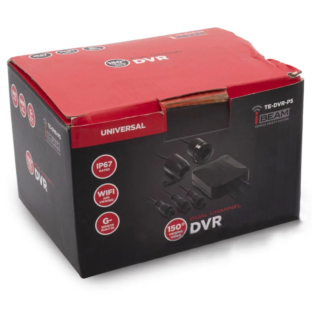 iBeam TE-DVR-PS Water Resistant Dual-Camera Dash Cam and DVR