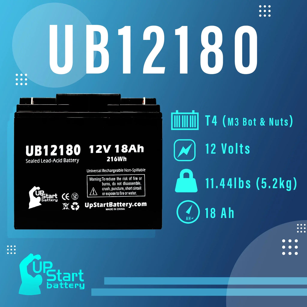 3x Pack - Compatible DATASCOPE 14600003401 Battery - Replacement UB12180 Universal Sealed Lead Acid Battery (12V, 18Ah, 18000mAh, T4 Terminal, AGM, SLA)