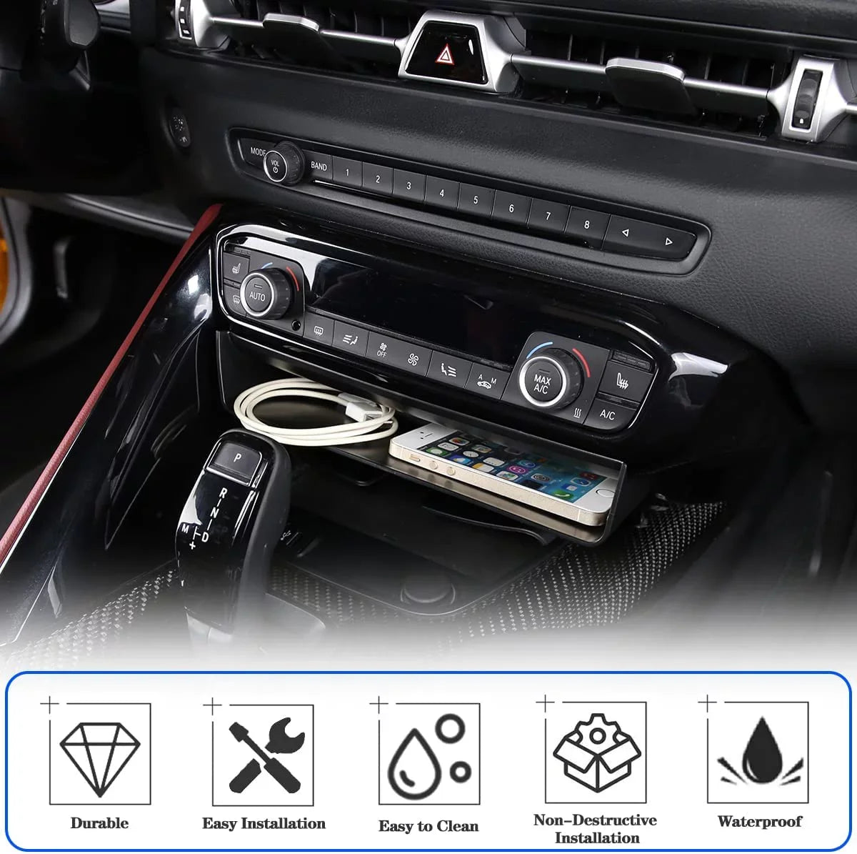 TINKI Suiatable for Toyota Supra GR A90 A91 MK5 2019-2022 Center Console Storage Box, ABS Console Storage Tray Organizer, Auto Interior Storage Accessories, 1PCS, Black