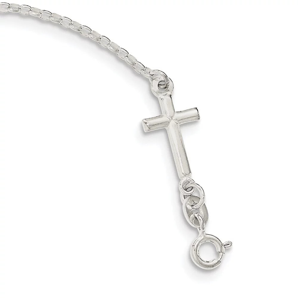 Auriga 925 Sterling Silver Enamel FAITH and Cross Bracelet 7.5inch for Women