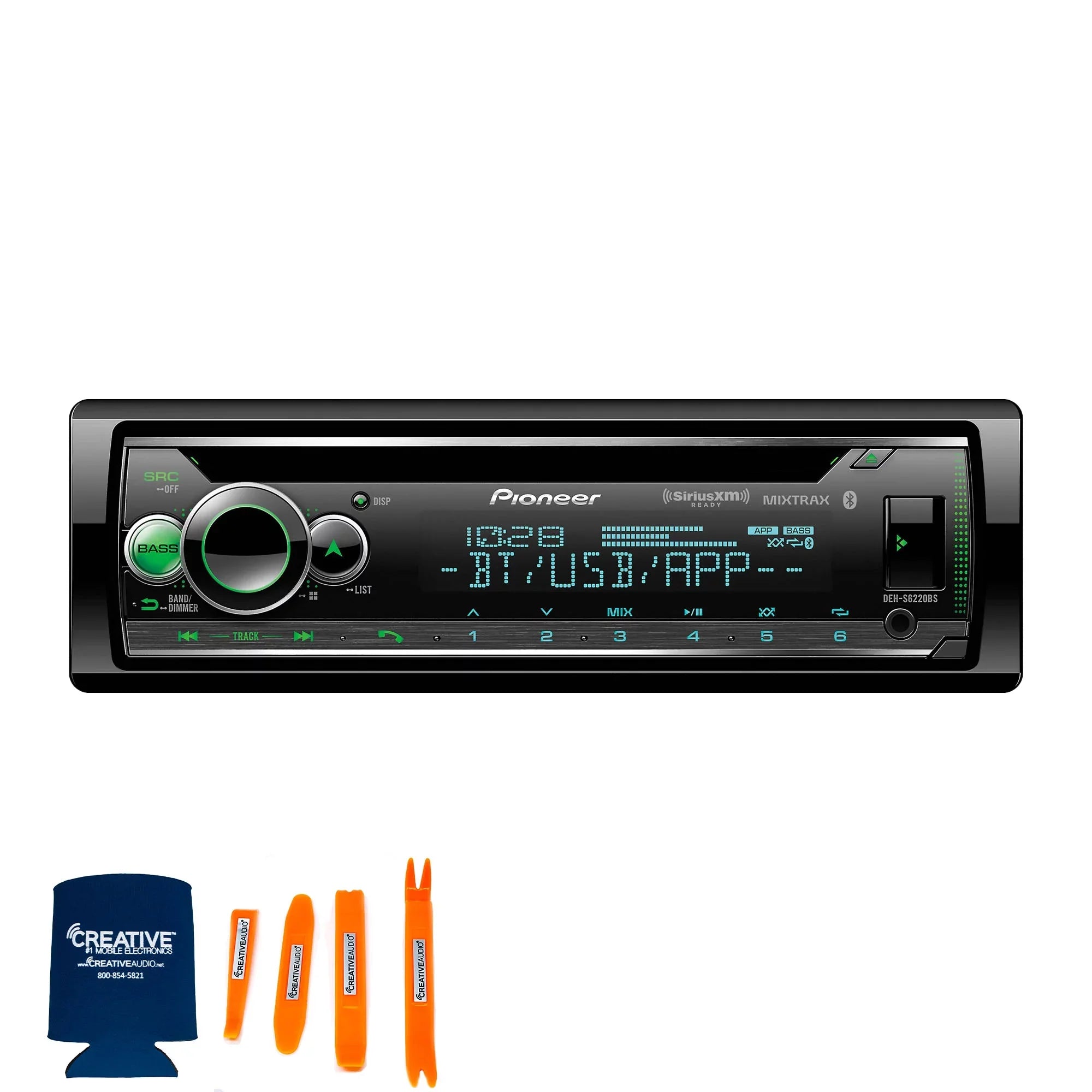 Pioneer DEH-S6220BS Single DIN with Amazon Alexa, Bluetooth, including Android/iPhone Controls and 2 Pairs of Pioneer TS-A652F - 6-1/2" - 3-way Coaxial Speakers
