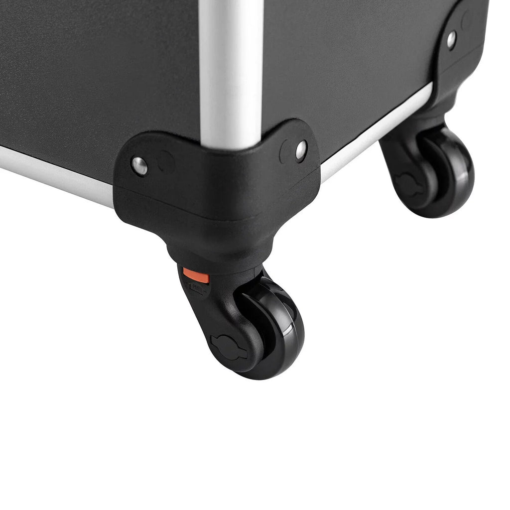 Rolling Lockable Makeup Train Case Hairdresser Trolley, Stylist Beauty Nail Salon Barber Case Cosmetic Luggage Travel Trunk Cart Organizer Tool Box with Swivel Wheels (Black)