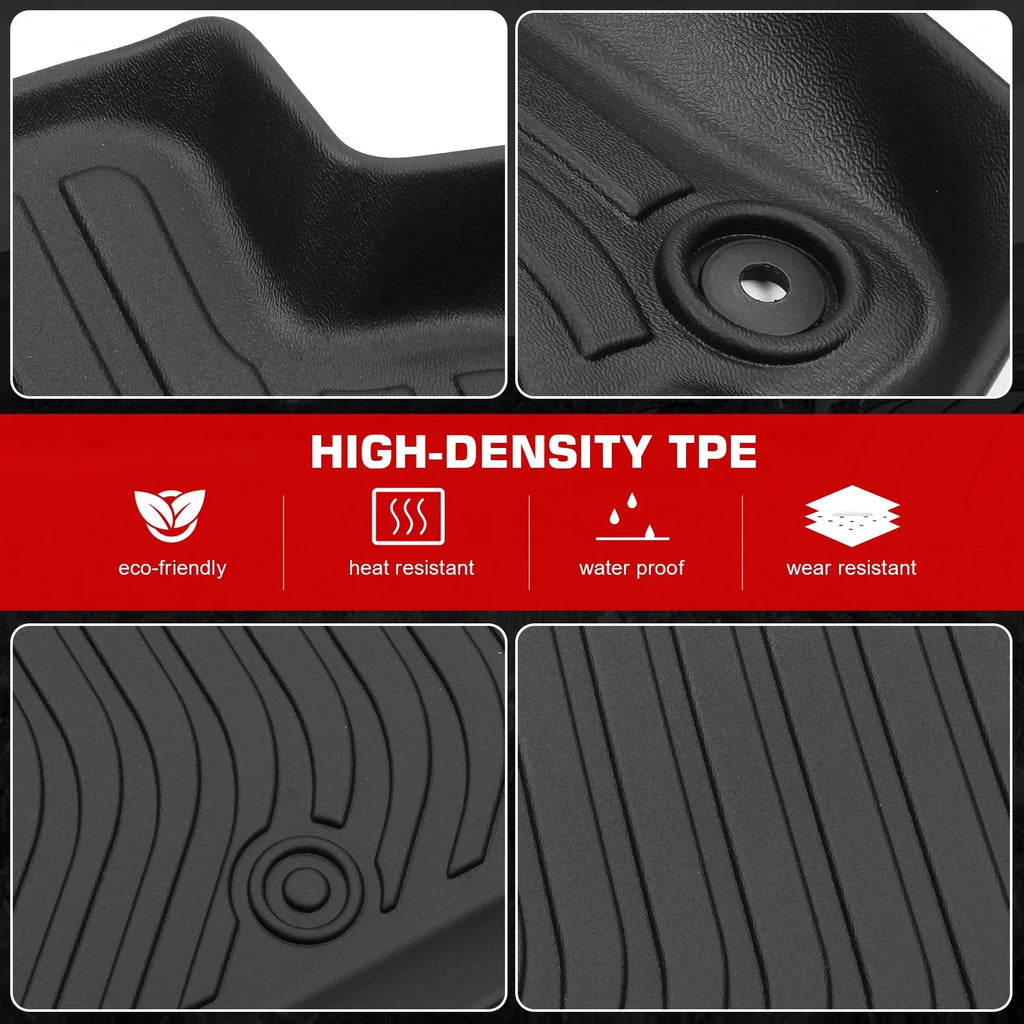 Ikon Motorsports 3D TPE Floor Mats + Trunk Mat, Compatible with 2022-2024 Honda Civic Black All Weather Waterproof Anti-Slip Floor Liners Front & 2nd Row Full Set Interior Storage Cover Accessories