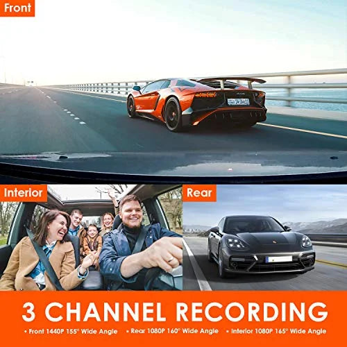 Vantrue N4 3 Channel 4K Dash Cam, 4K+1080P Front and Rear, 1440P+1440P Front and