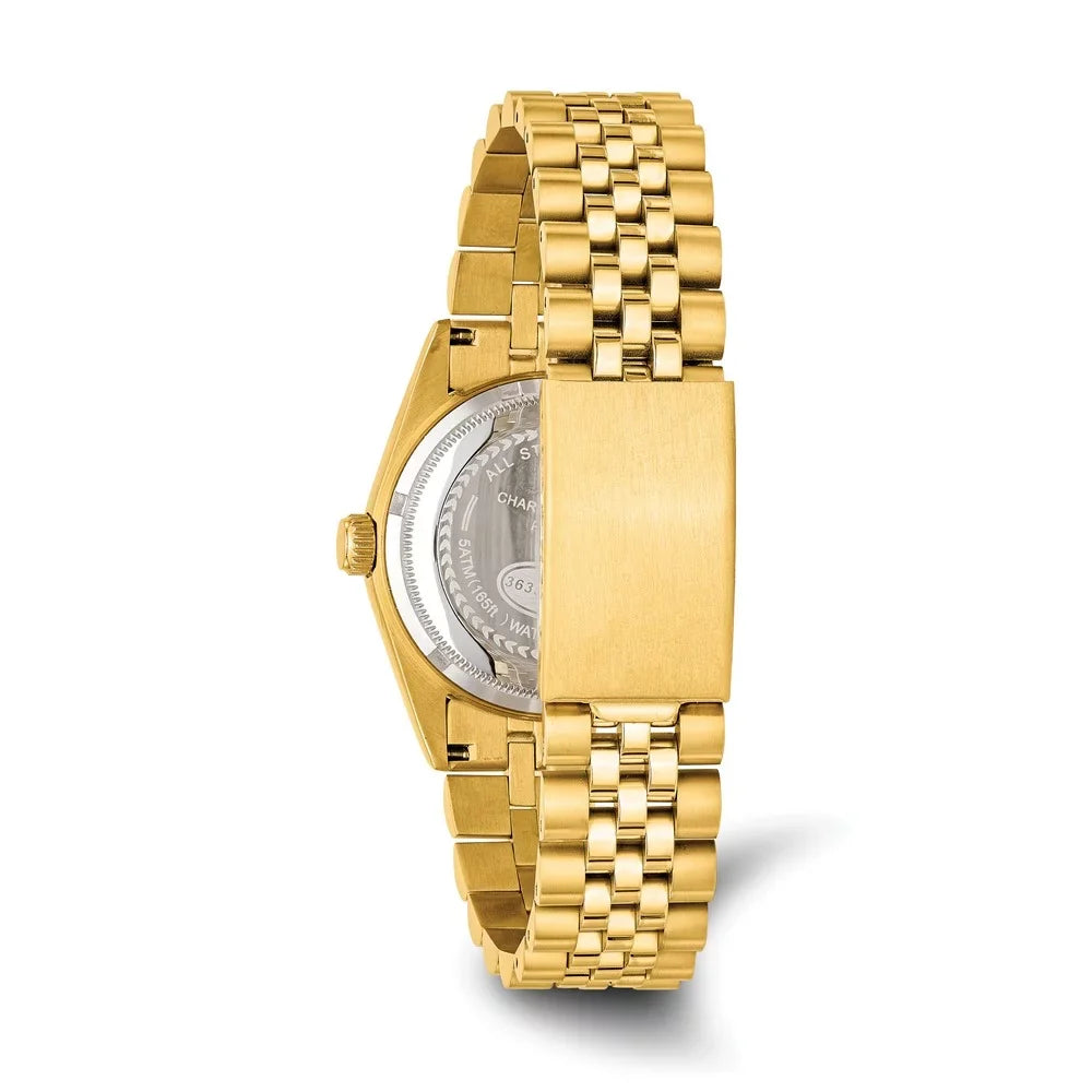 Charles-Hubert- Paris Mens Gold-PLatitudeed Stainless Steel Quartz Watch #3635-GW