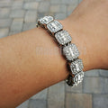 HIP HOP SILVER PT LUXURY BLING RED DIAL WATCH & ICED BAGUETTE STONE BRACELET