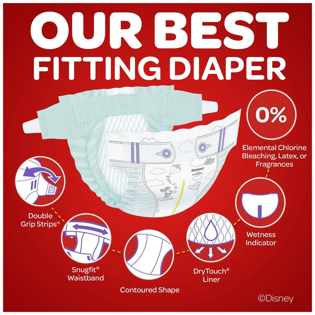 Huggies Little Movers Baby Diapers, Size 4, 104 Ct, Giant Pack