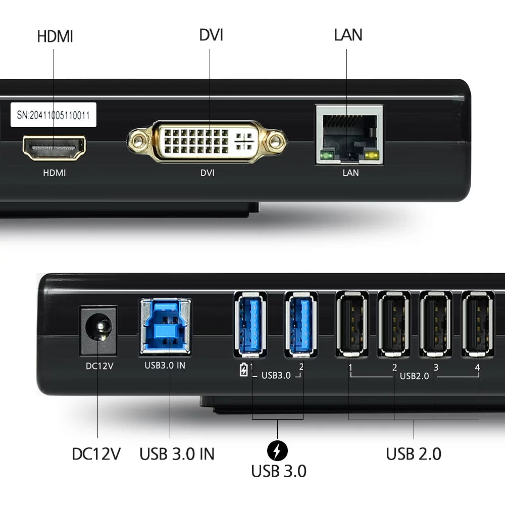 Wavlink USB 3.0 Universal Docking Station, Dual Video Monitor Display DVI & HDMI & VGA with Gigabit Ethernet, Audio, 6 USB Ports for Laptop, Ultrabook and PCs