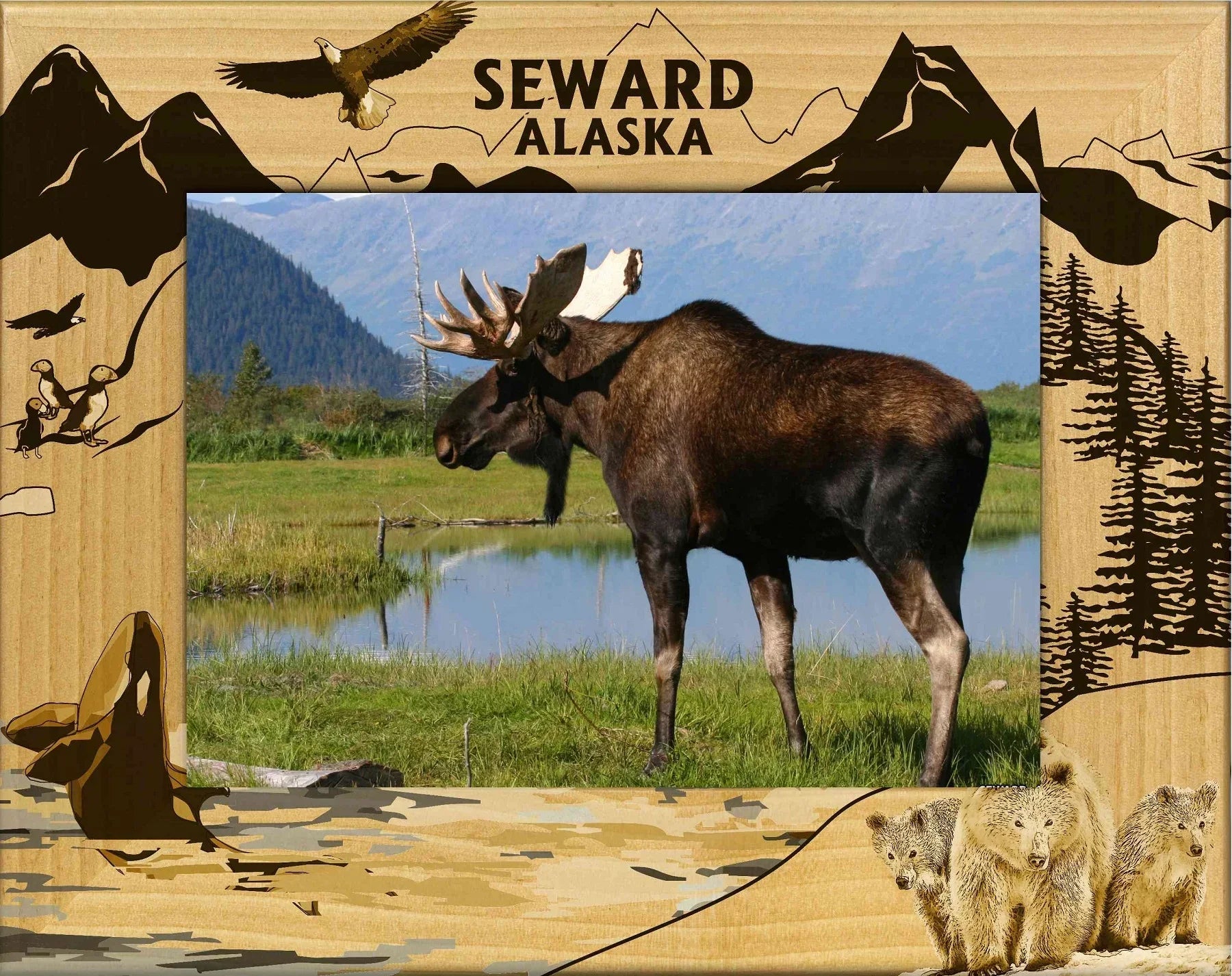 Seward Alaska Laser Engraved Wood Picture Frame (5 x 7)