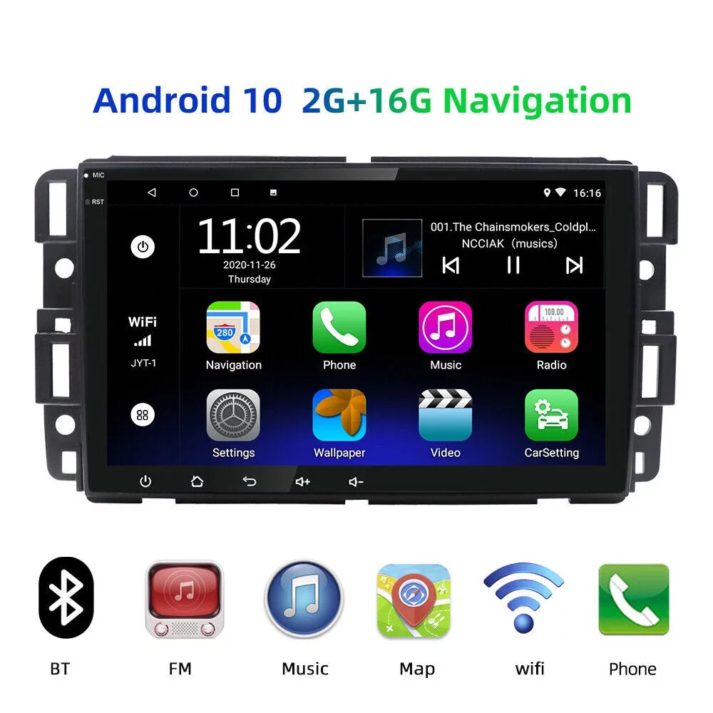 JMANCE Android 10 Car Radio MP5 GPS Player for GMC Sierra Chevrolet Silverado Yukon Acadia 8" Quad Core Radio Para Carro