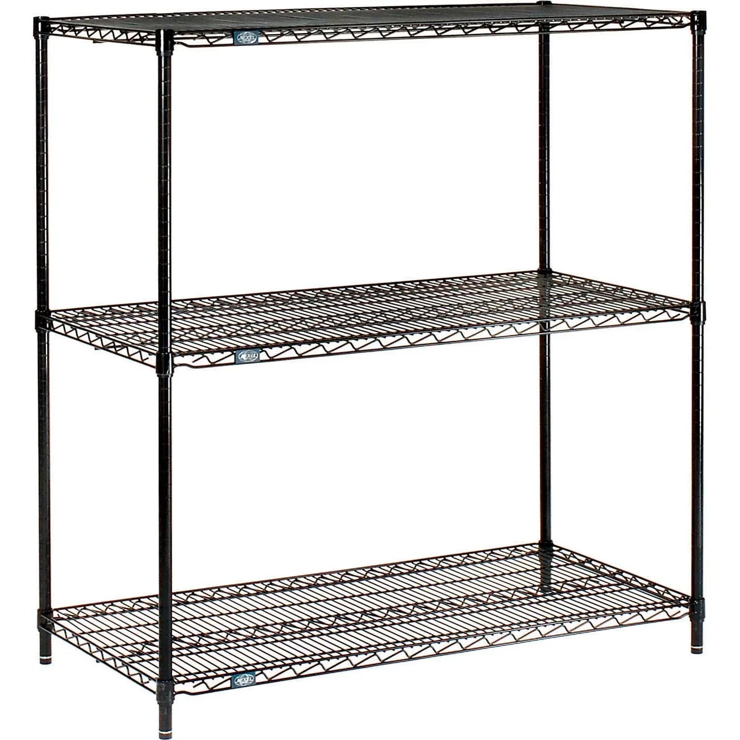 Nexel Black Epoxy, 3 Tier, Wire Shelving Starter Unit, 30"W x 18"D x 34"H