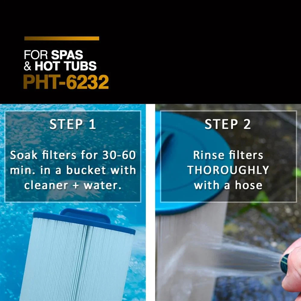 Puri Tech Spa Soak Filter Cleaner 6 Pack Effectively Removes Minerals and Oils from Spa and Hot Tub Filter Cartridges 32oz