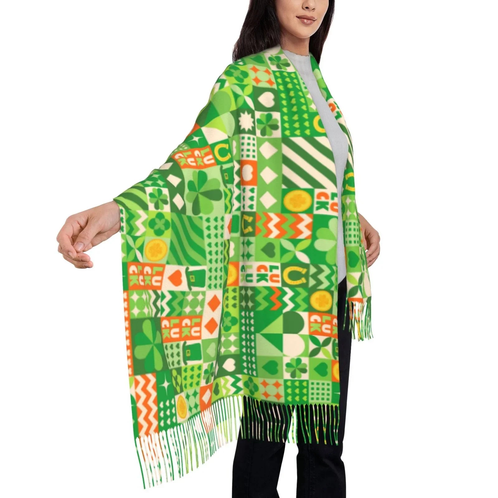 Bingfone Soft Cashmere Feel Scarf For Women Elegant Art Print Winter Warm Scarves Large Shawl Wrap Gifts- St Patrick's Day6