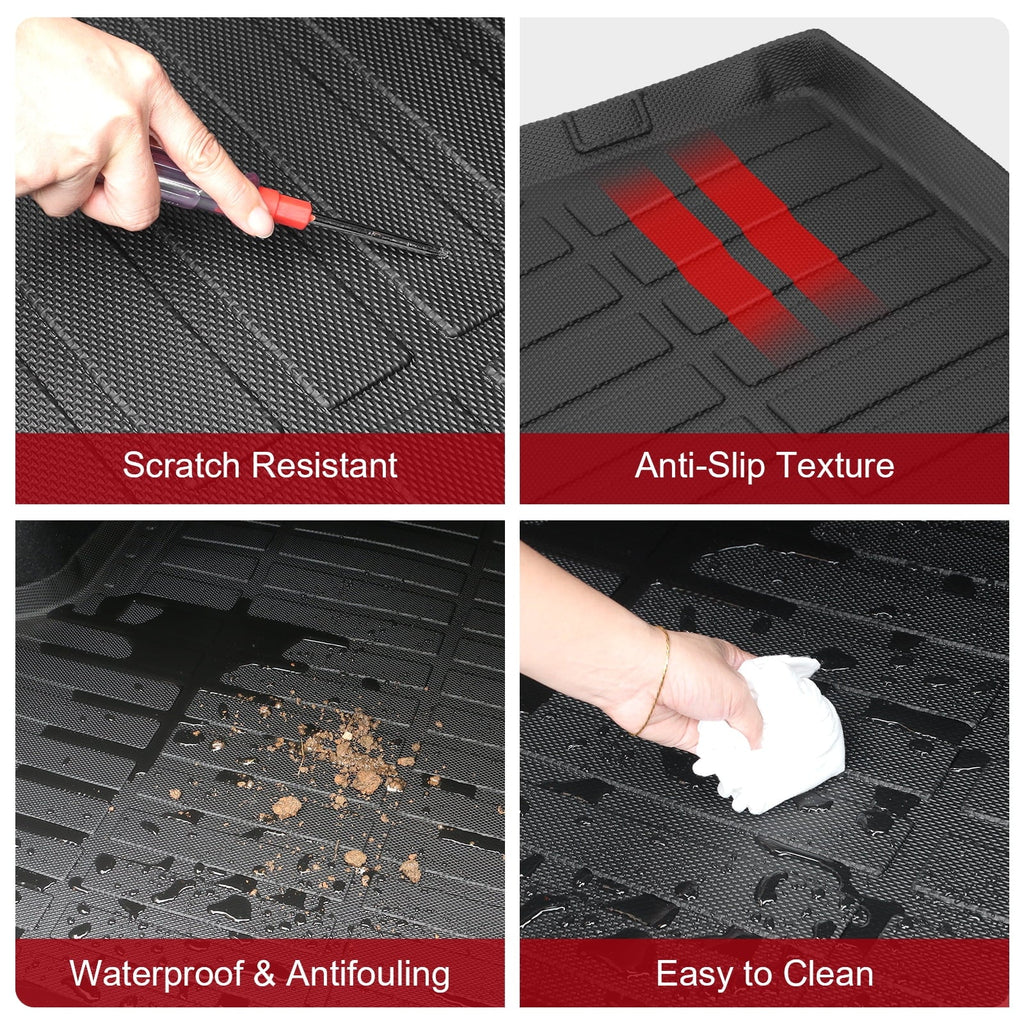 Ikon Motorsports Floor Mats & Trunk Mat Compatible With 2023-2024 Honda HR-V, Black 3D Molded Carpets Liner 1st 2nd Row Front Rear Boot Tray Cover Protection Cargo Pad TPE All Weather Protector