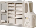 RUNFAYBIU Toy Organizer  Multi-Functional Bookshelf and Toy Box  Closed Cabinet and Pull-Out Drawer for Playroom  Children's Bedroom and Nursery. (10 Organizer Boxes + 2 Organizer Cab