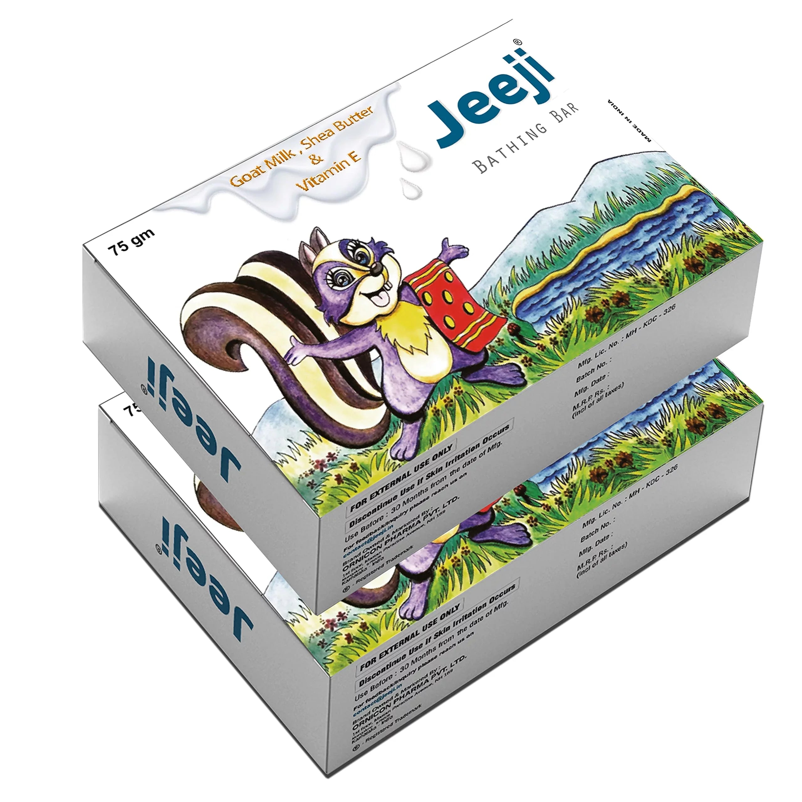 Jeeji | Baby Bathing Bar | Purely without Soap | Mild, Pleasant & Moisturizing | Goat Milk, Shea Butter, Oat Meal, Olive Oil and More | Natural Soft | For Daily Gentle Us